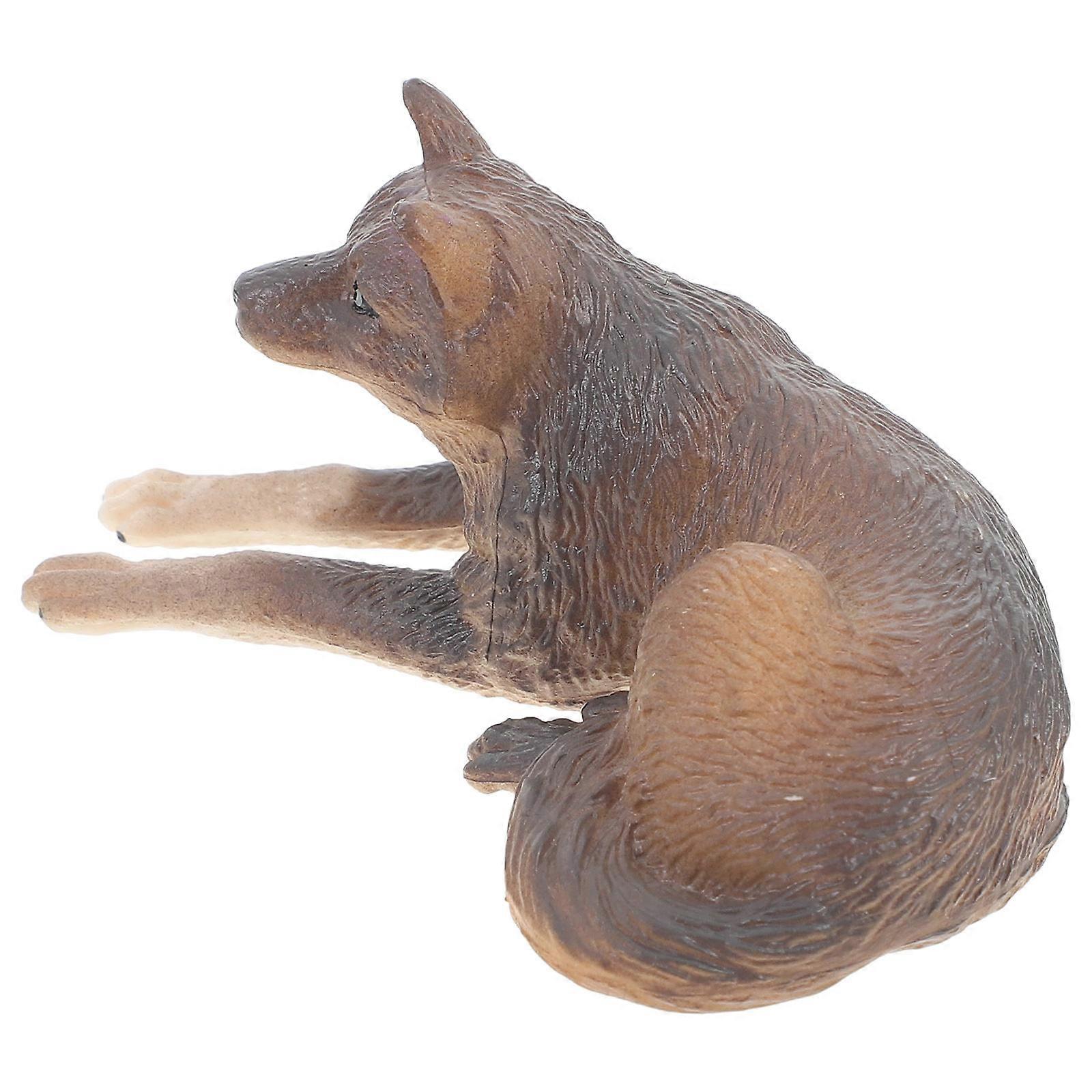 Wolf Statue Plastic Mini Simulation Model for Kids Playing 4Pcs Grey