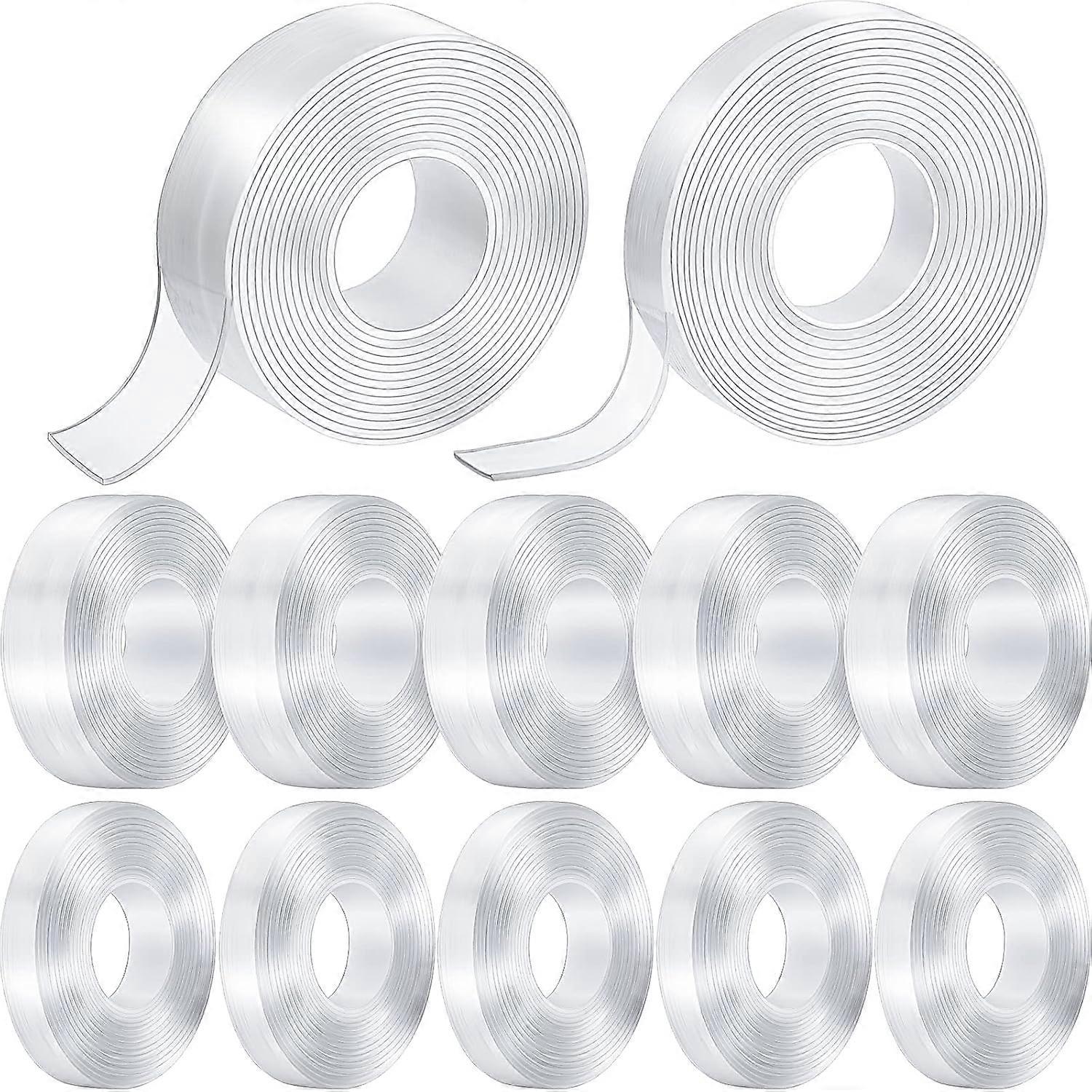 10 Rolls Double Sided Tape Heavy Duty 0.59'' + 1.18'' Total 98.5ft