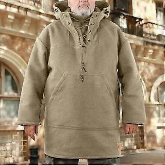 Manteau en laine pour homme, conçu pour l'hiver, avec capuche et doublure en molleton.