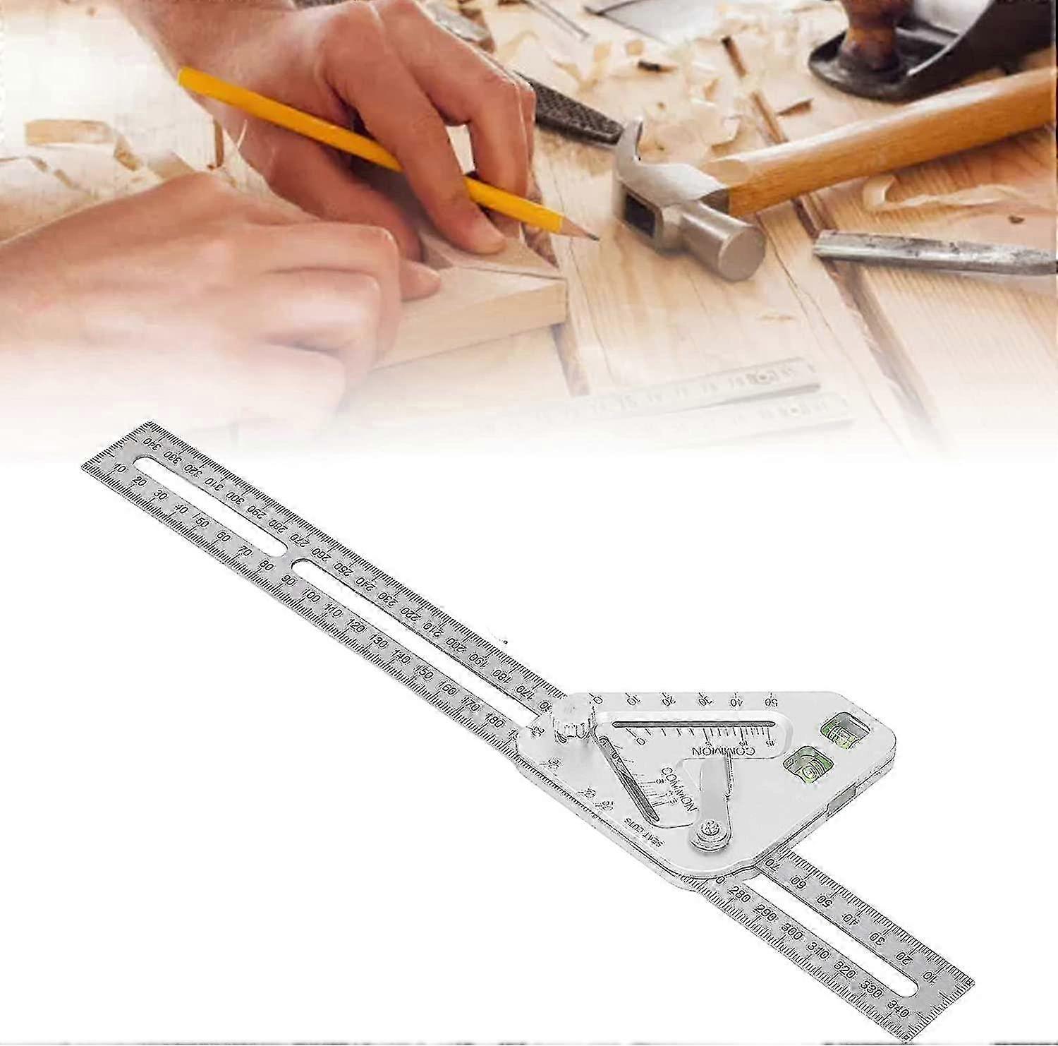 Combination Square With Spirit Level Flexible Silver Triangular Ruler For Woodworking Carpentry Tools