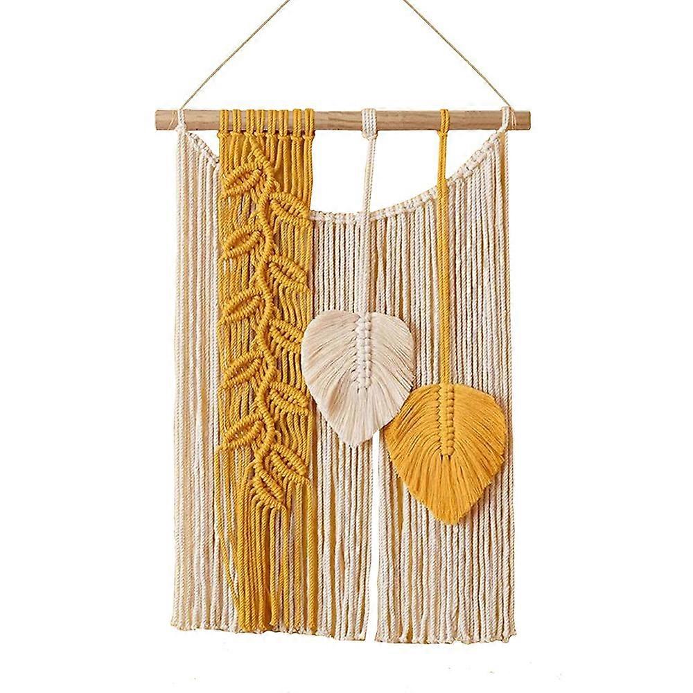 Handmade Macramé Boho Wall Decor Woven Feather Tapestry