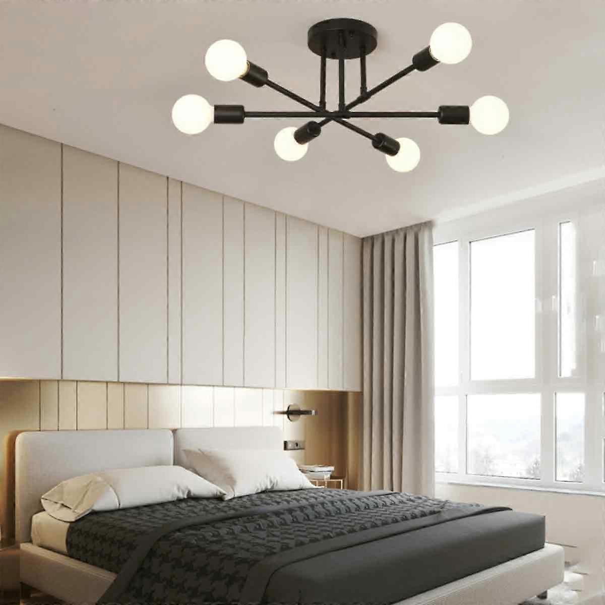 Dimmable Semi-Flush Mount Ceiling Light Adjustable Arms Mid-Century Style