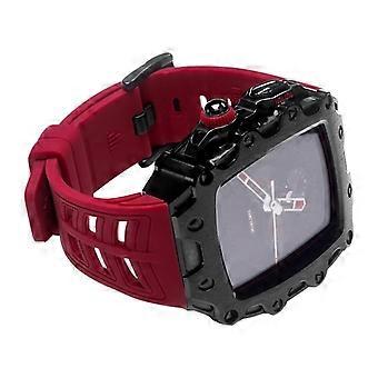Luxury Band and Case Set for Apple Watch 44mm 45mm with Metal Bezel, Rubber Strap, 360° Shock Protection