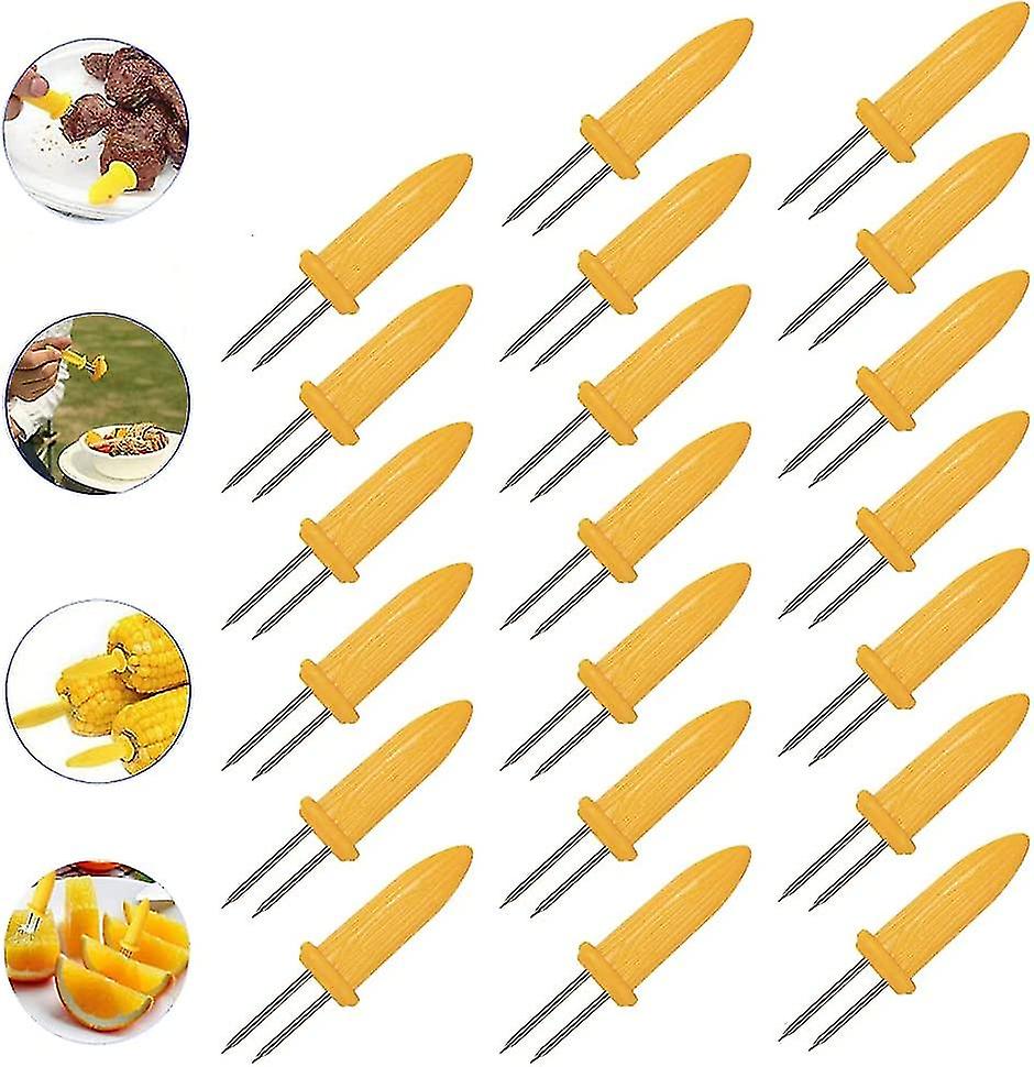 20 Pcs/set Corn On The Cob Holders, Stainless Steel Heat Resistant Non Slip Barbecue Corn Prongs Ske