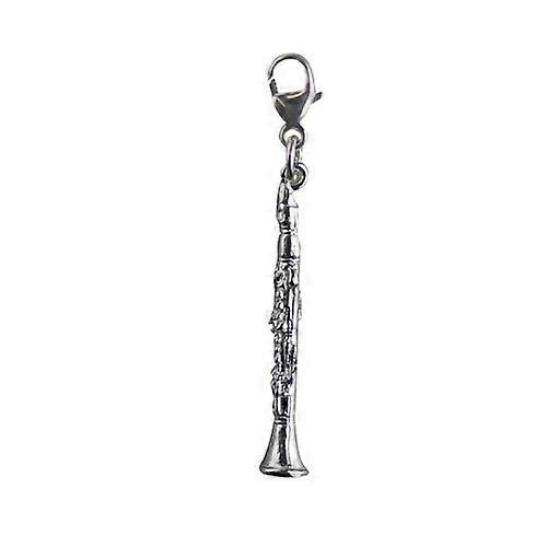 Silver 30x5mm Clarinet Charm on a lobster trigger
