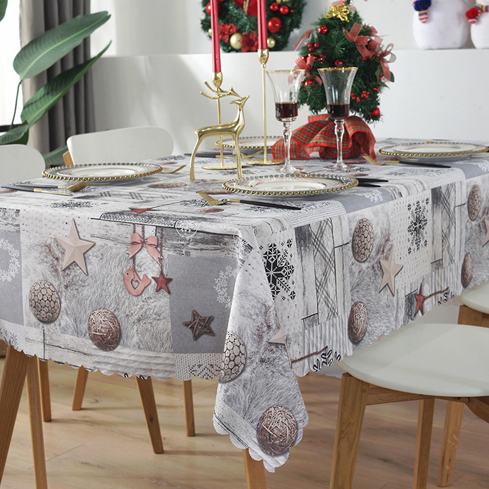 Reusable Christmas Tablecloth 5 X 6 Ft Rectangle Table Cover Polyester