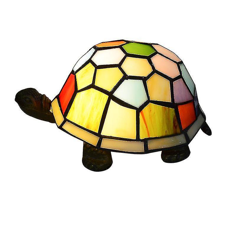 Tiffany Style Table Lamp, Children's Colorful Glass Turtle Night Lamp, European Creative Led Bedside Lamp With Switch(five Colors)