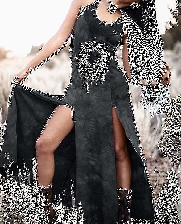 וינטג ' נשים גותי אמצע המאה אמצע המאה ויקינגים שבט נשים ללא שרוולים שמלת מרדי גרא וסט תחפושת ליל כל הקדושים