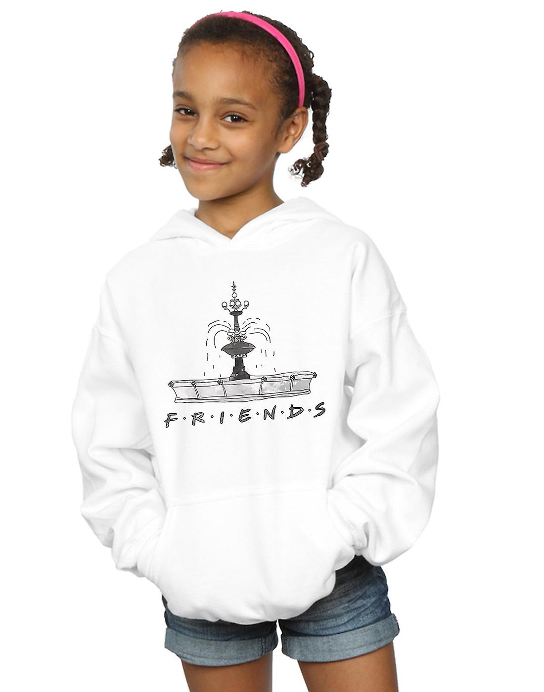 朋友女孩喷泉素描帽衫