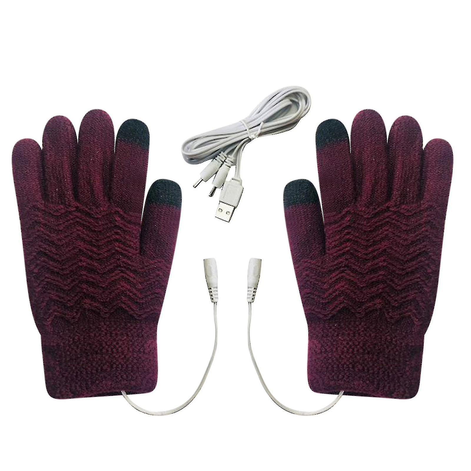 Usb Heated Electric Heated Mittens Women Warm Double-sided Heating Full Hands Usb Rechargeable