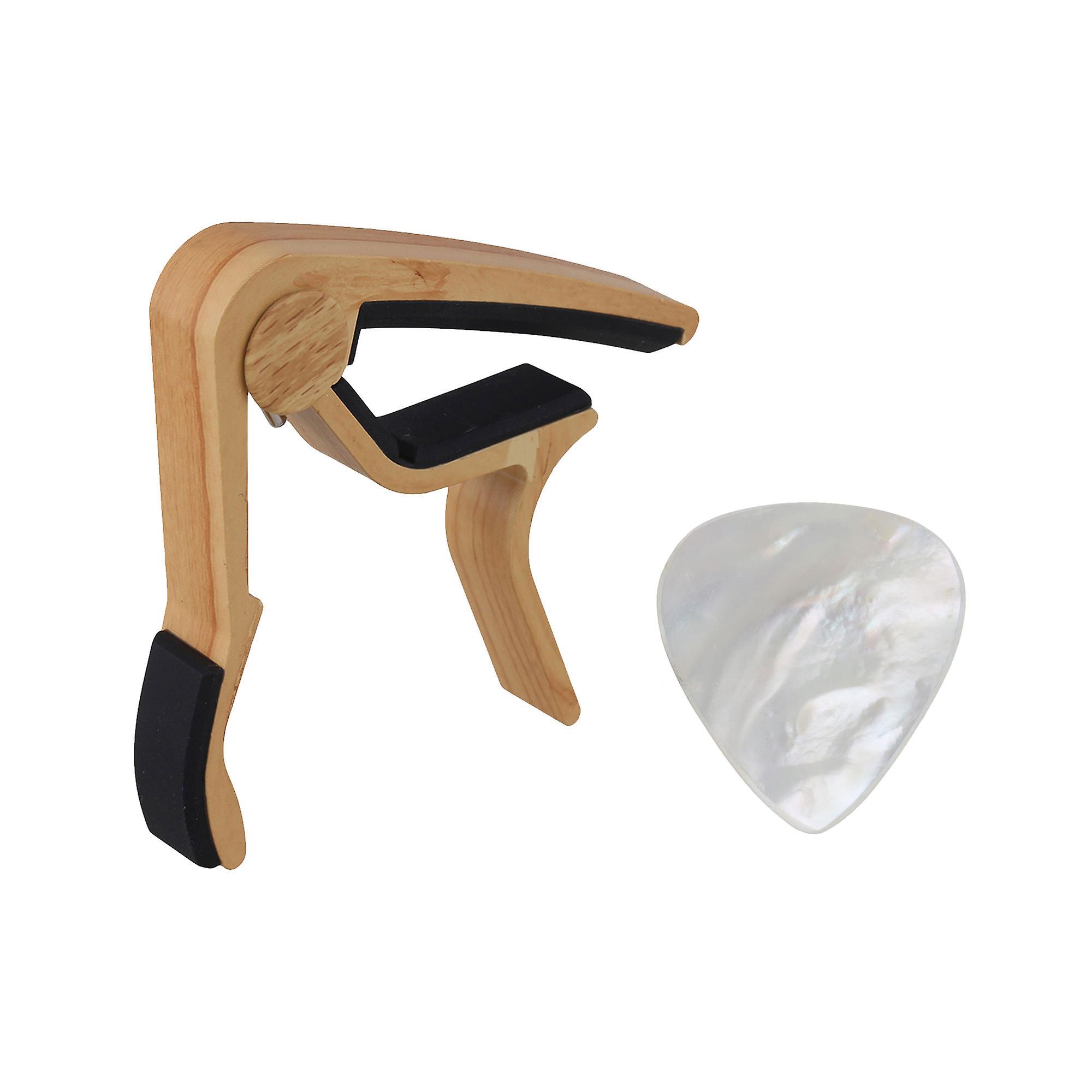 2 Pcs Guitar Capo Clamp with White Shell Pick Kit for Music Lover Gift