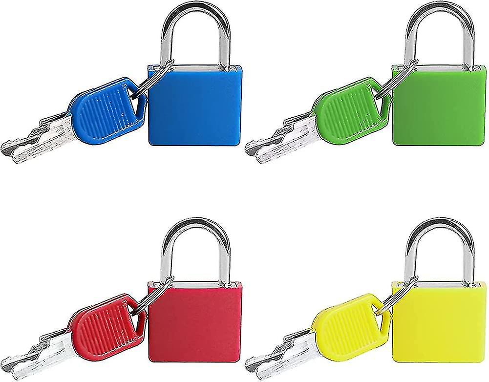 4pcs Heilwiy Suitcase Lock,4 Colors Mini Padlock With Key Small Locks For Schoolbag
