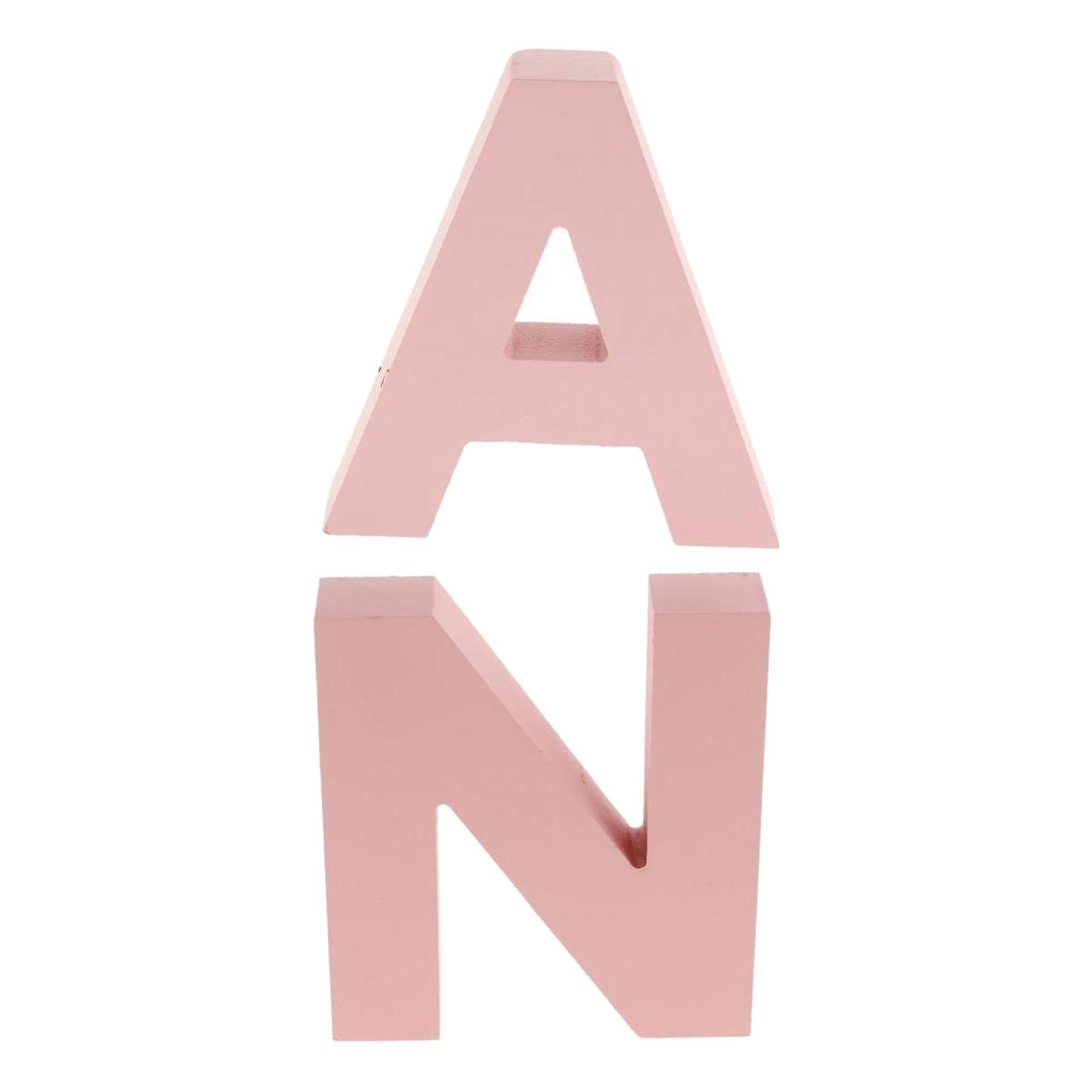 2x Pink Wooden Floating Letters Door Numbers Alphabet Letter Address A N
