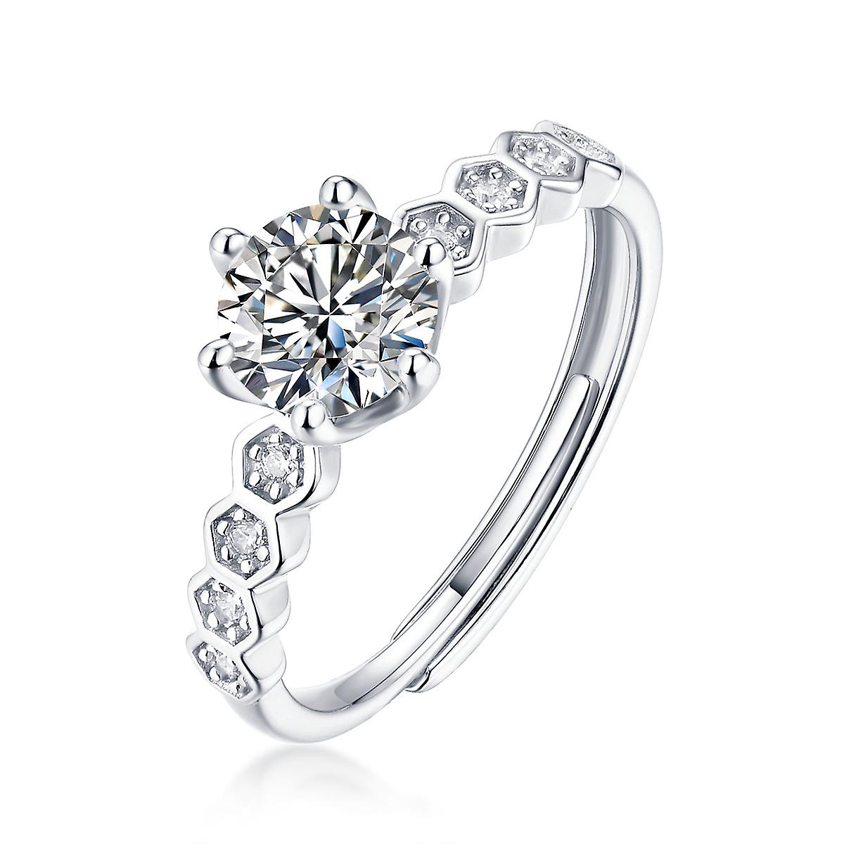 シルバーS925モアッサナイトアジャスタブルリング