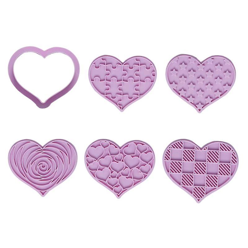 1 Set Cookie Cutter Heart Shape Non-stick Plastic Valentines Day Biscuit Mold Kitchen Tools