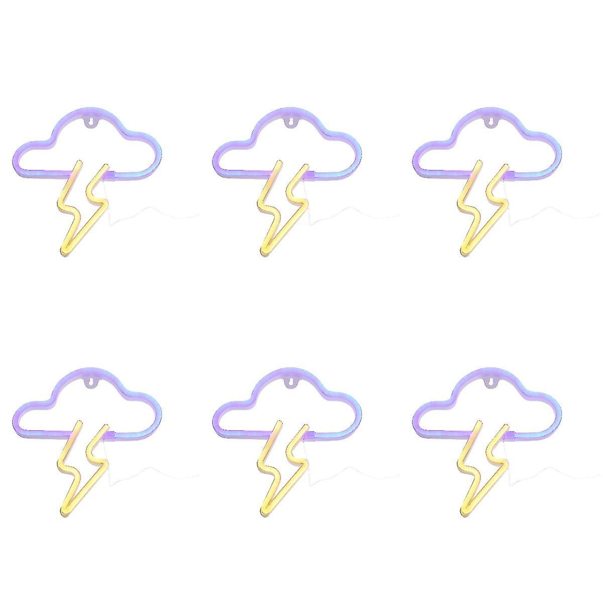 6 Pcs Clouds Neon Light Novel Neon Light Usb Battery Dual-use Lamp Decor