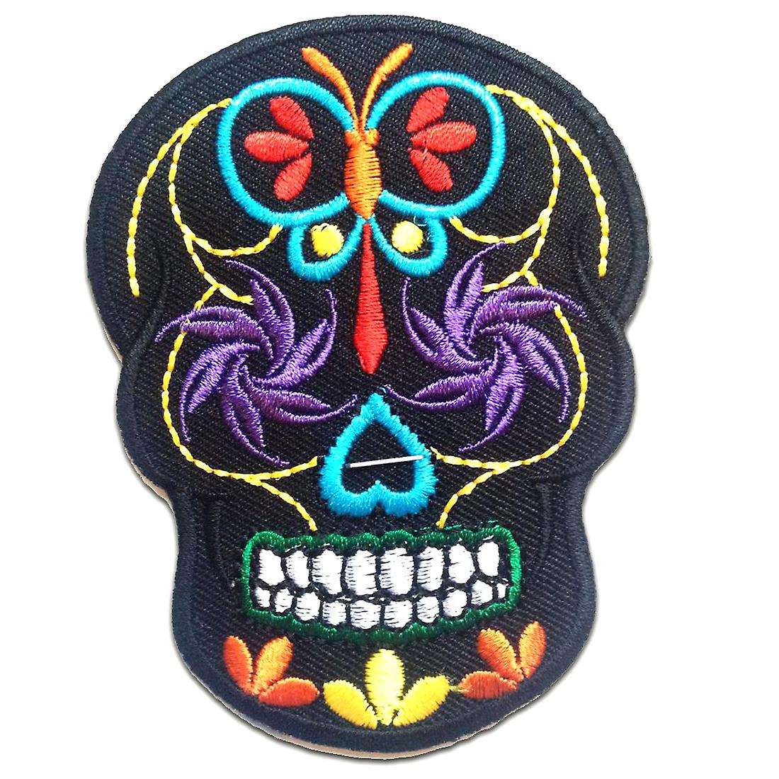Patch / Iron-on Patch - Skull Skeleton - Multiple Colors Selectable - 7 x 9 cm - Patch