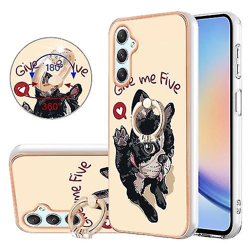 For Samsung Galaxy A24 / A25 5g Electroplating Dual-side Imd Phone Case With Ring Holder(smile)