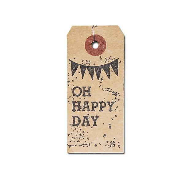 Kraft labels + Wood stamps 'Oh Happy Day'