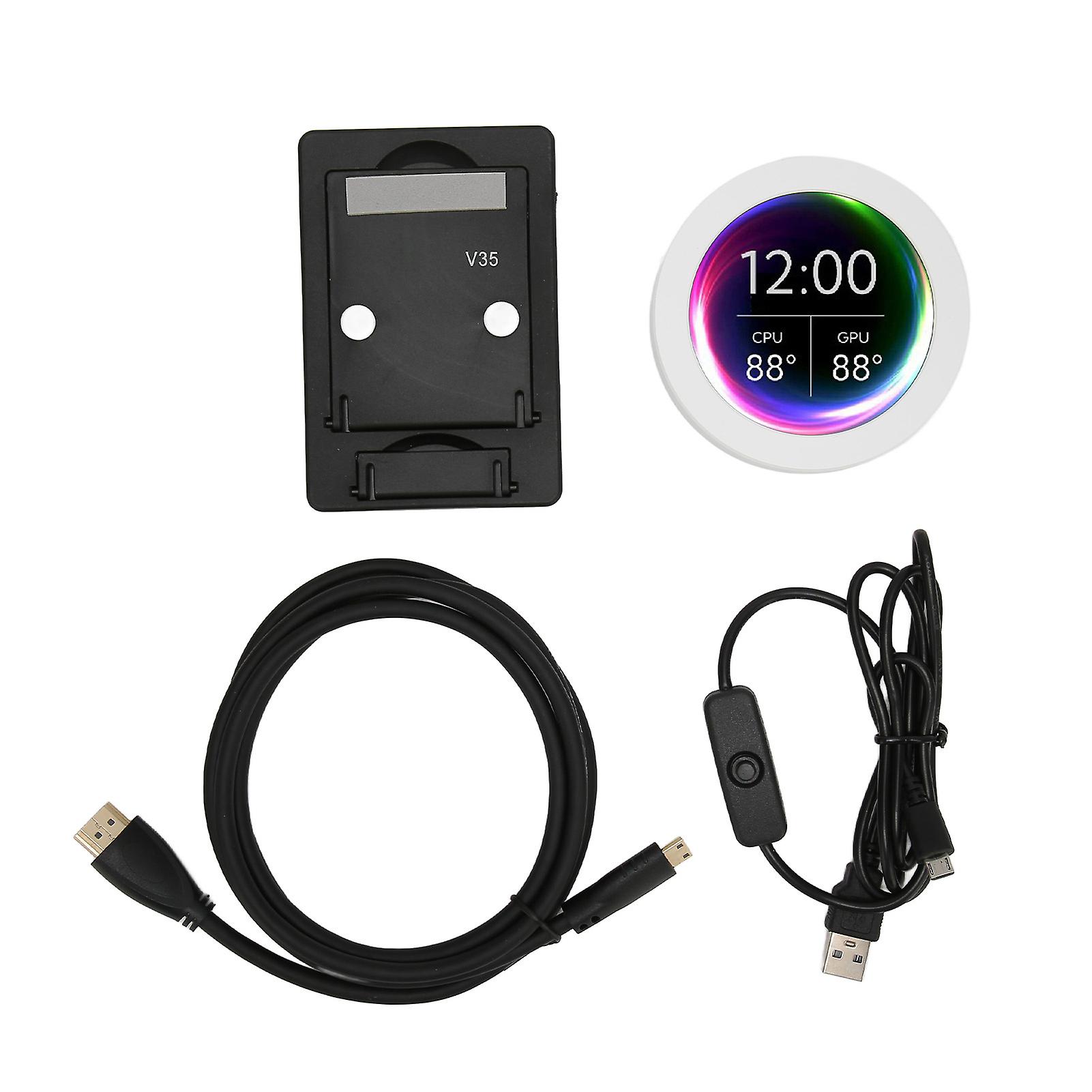 2.8 Inch Round LCD Computer Temp Monitor, Dimmable Plug and Play, CPU GPU RAM Data Display
