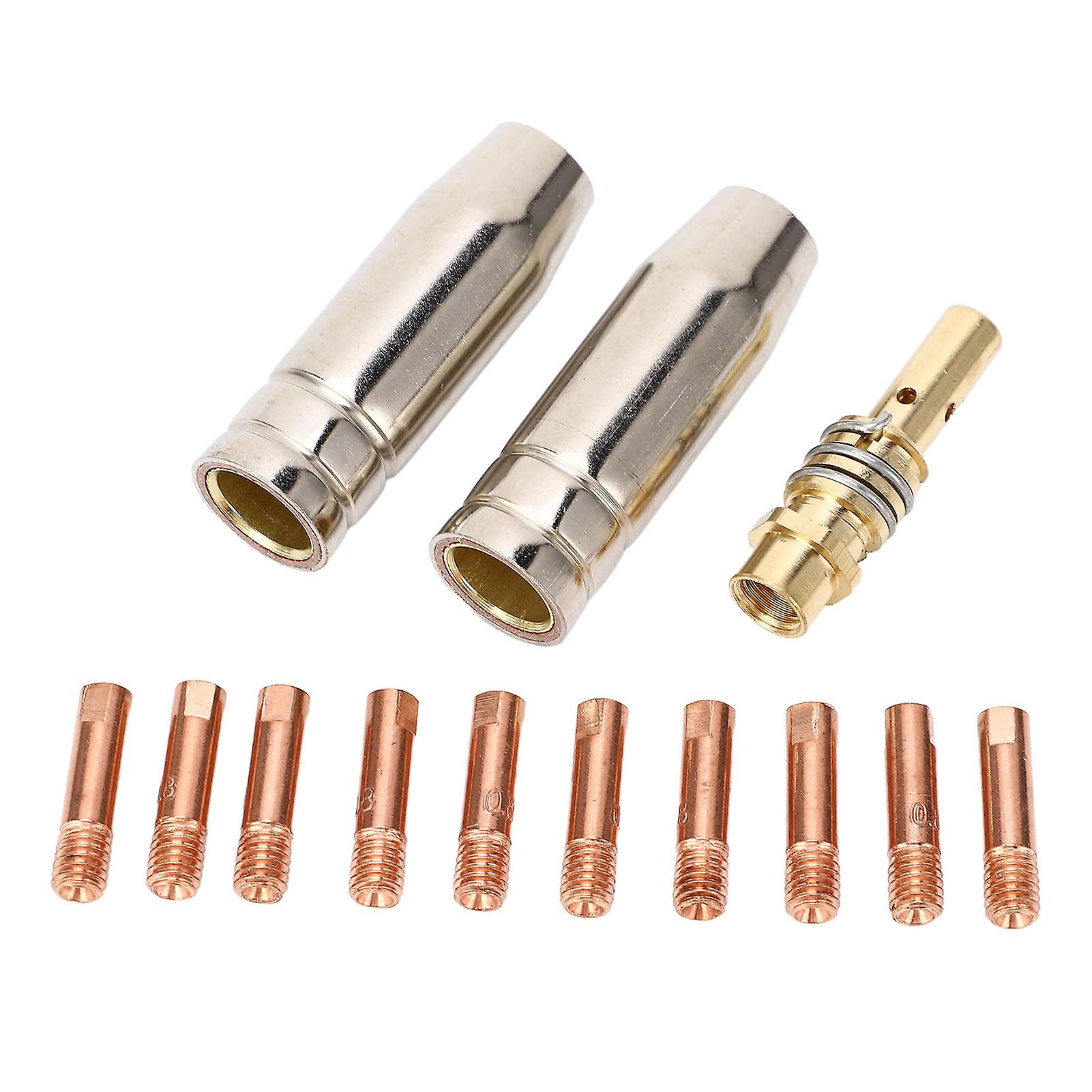13PCS Conductive Contact Tip Nozzle Red Copper Welding Torch Conductive Nozzle Set for Replacement