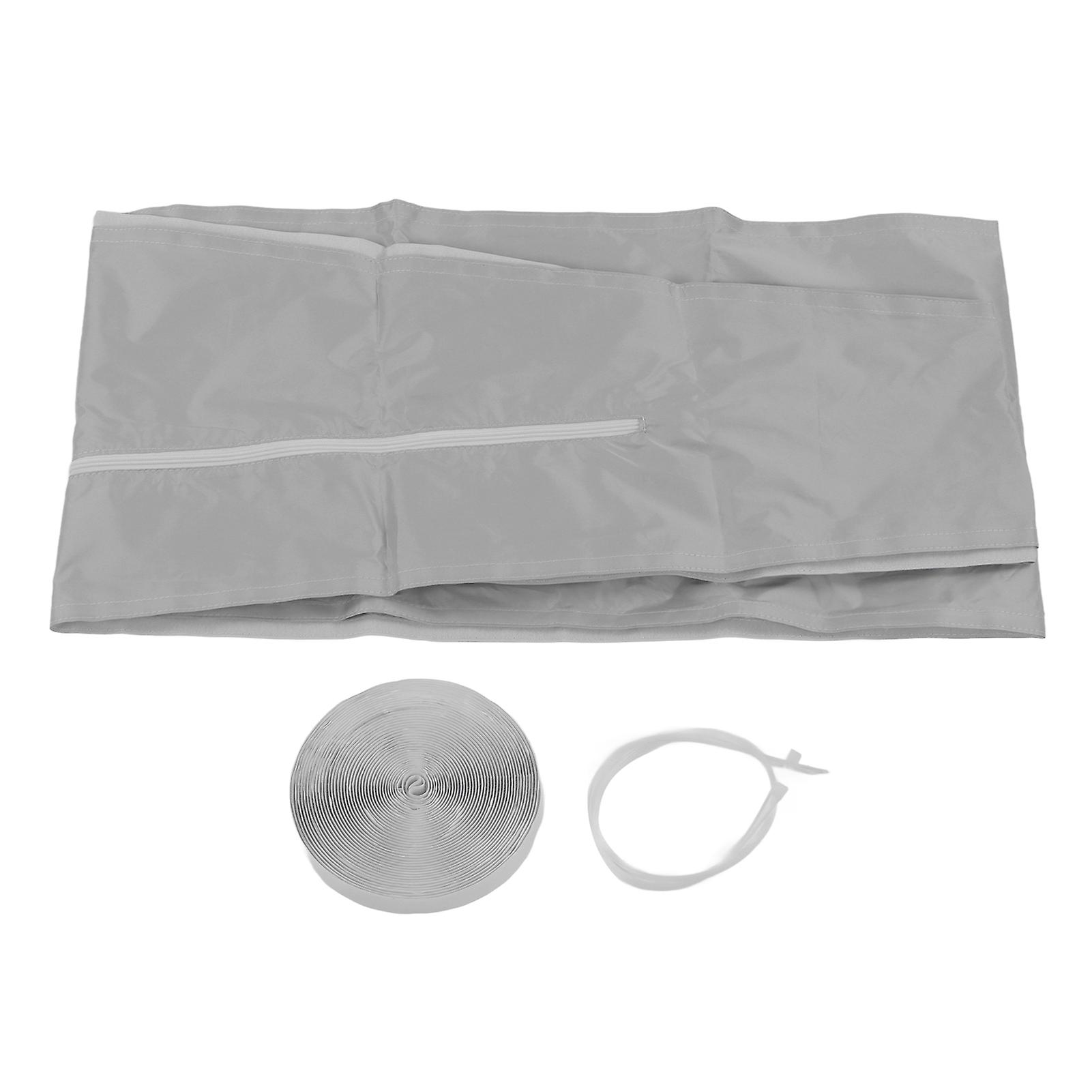 Air Conditioner Window Sealing Cloth, Portable Universal 210D Encrypted Polyester AC Window Frame Baffle Kit Silver Grey(4M)