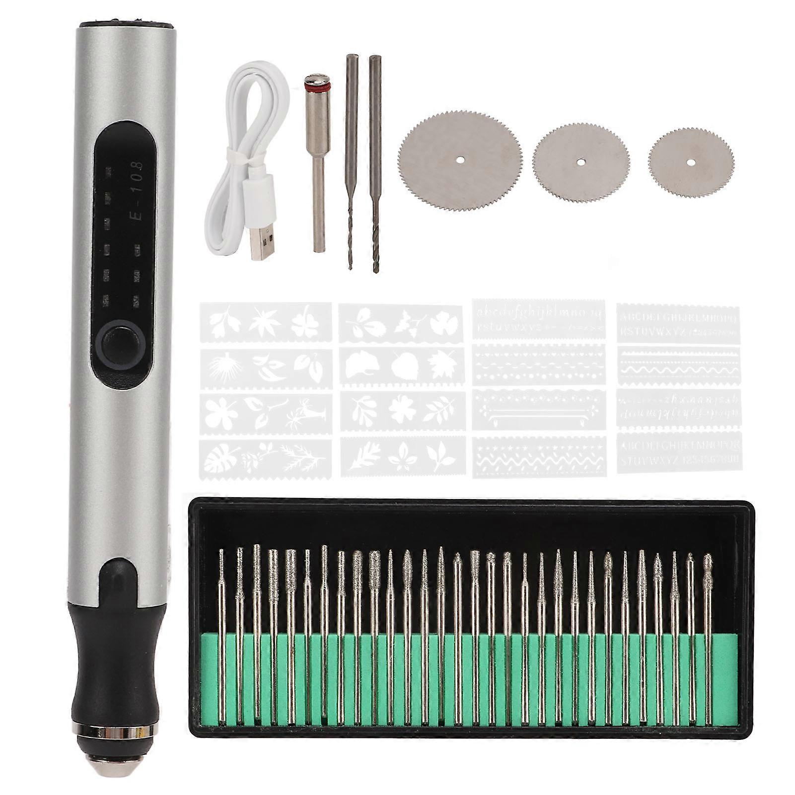 Qukaim Cordl Engraving Tool Electric Engraving Pen, Mini Micro Engraver, Aluminum Alloy, Rechargeable Cordless Carving Tool, Intelligent Overload