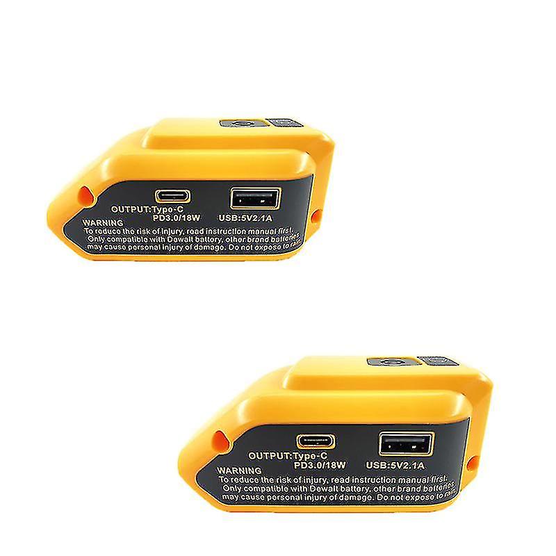 1/2 stk erstatning Dcb090 strømkilde for Dewalt 20v Max 18v batteriadapter med USB og type-c ledet arbeid Light-hao