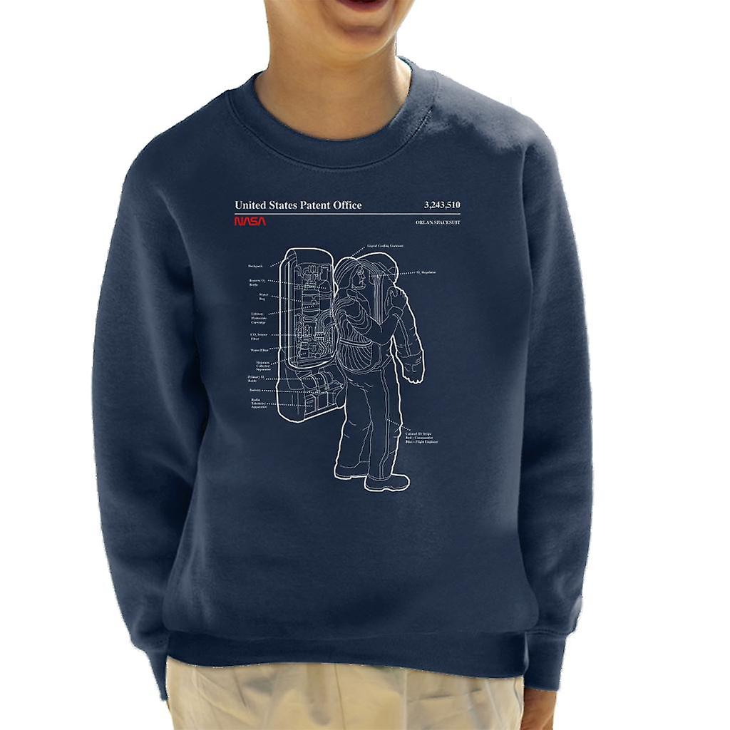 NASA Orlan Spacesuit Backpack Blueprint Kid's Sweatshirt