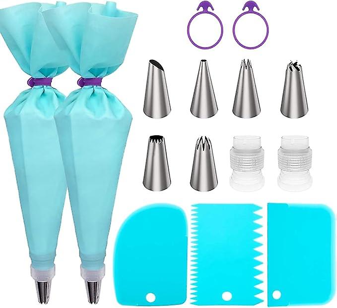 Piping Bags and Tips Set, Frosting Piping Kit for Baking with Reusable Pastry Bags and Tips, Standard Converters, Silicone Rings, Cake Decorating Too