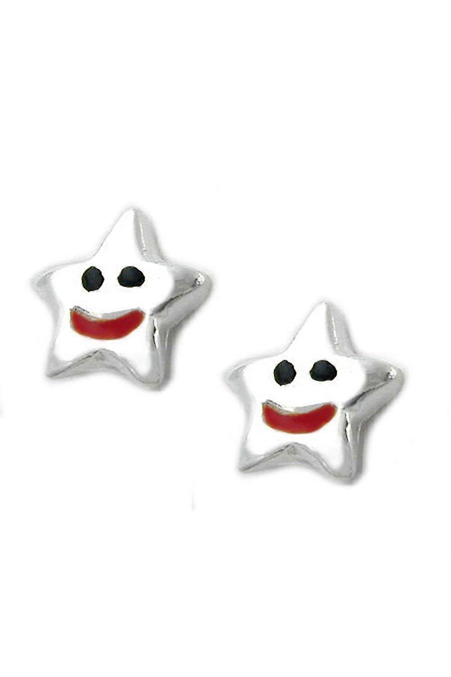 Earrings Star Red-black Silver 925 - Gl92795