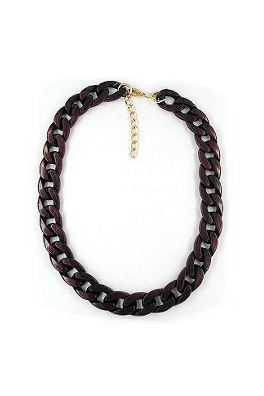 Necklace Curb Chain Glossy Brown - Gl05851