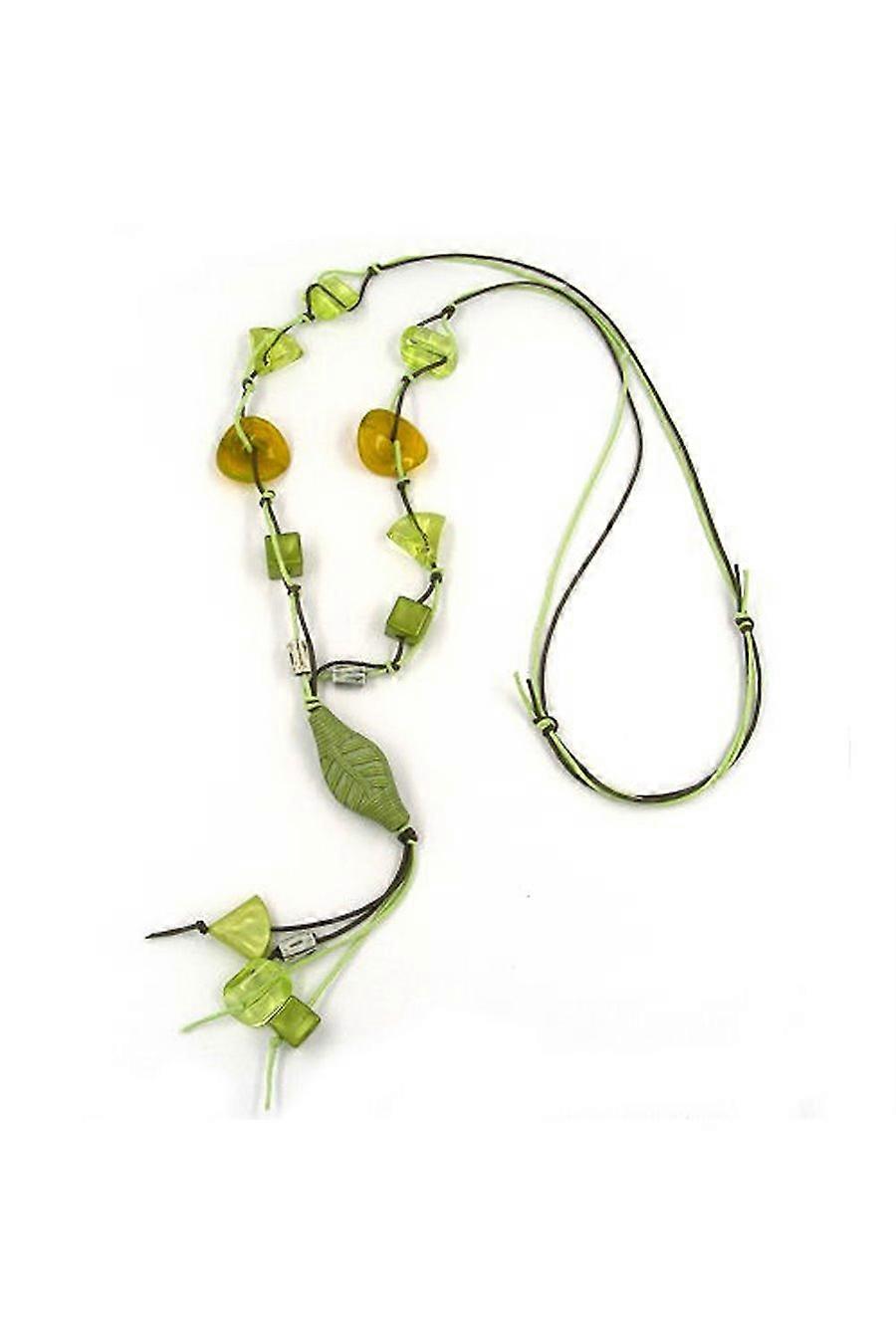 Necklace Leafs Green-transparent 100cm - Gl01627