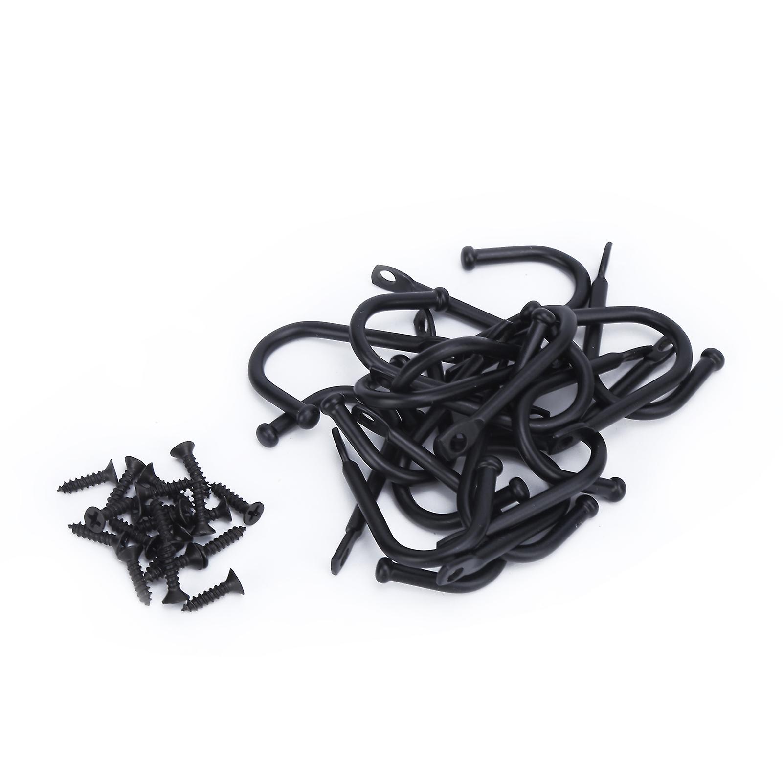Lot de 20 crochets muraux noirs à trou unique pour suspendre colliers, manteaux, ceintures, sacs à main, clés, tasses, serviettes