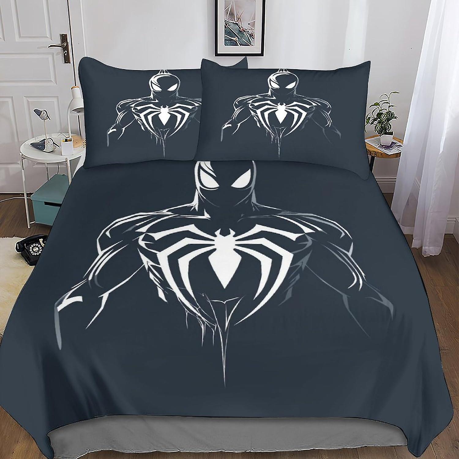 DSJackson Spider-Man 3D Print Duvet Cover 3PCs Movies Film Quilt Cover Bedding Set with Microfiber with Hidden Zipper Closure with Pillowcases Kids Ad