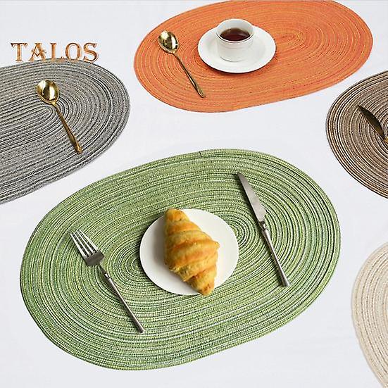 Tapis de table en fil de coton tissé Ellipse Design Minimaliste Résistant à la chaleur Résistant à l’usure Protecteurs de table Tapis de salle à manger pour la cuisine à la maison