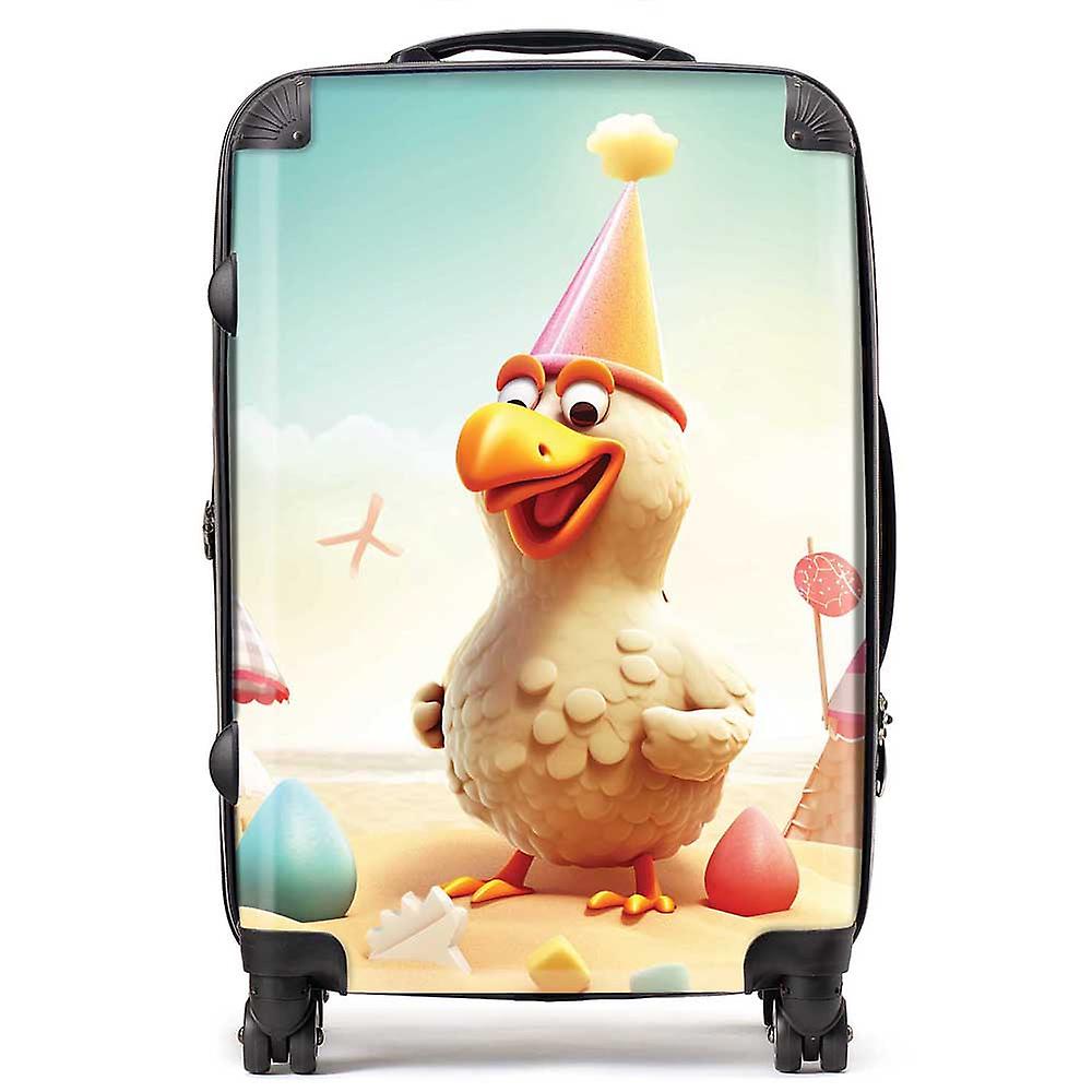 Funky Chicken On A Beach Holiday Suitcase