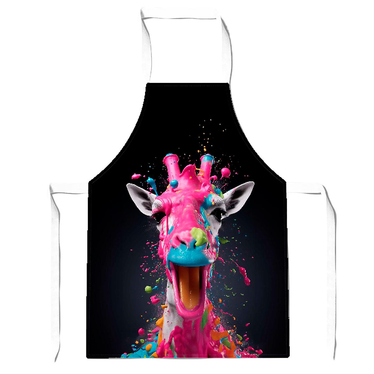Splashart Giraffe Face Pink Apron