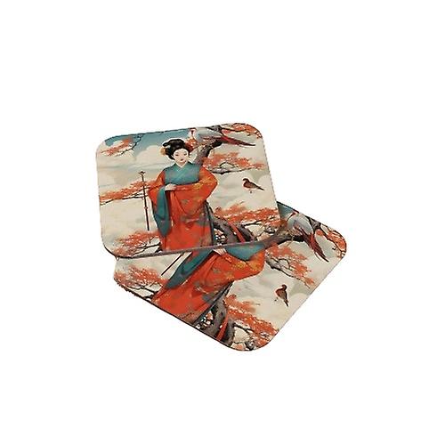 Japanese Aesthetic Wood Coasters Set