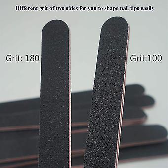Nagelfil 10 st Professionell dubbelsidig nagelfil Emery Board Svart Manikyr Pedikyr Verktyg och Nagel Buffring Filer