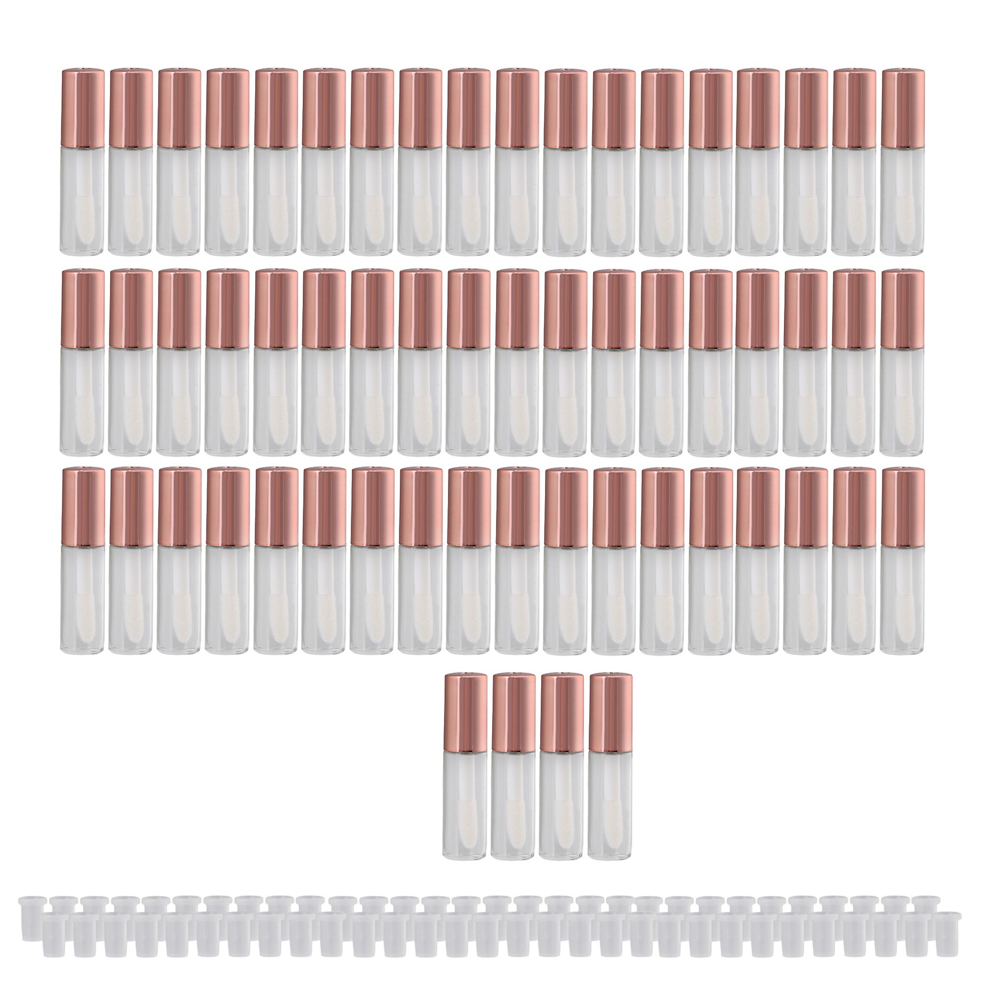 60PCS Plastic 1.2ml Empty Lip Balm Bottle Container 4.3x1cm Rose Gold