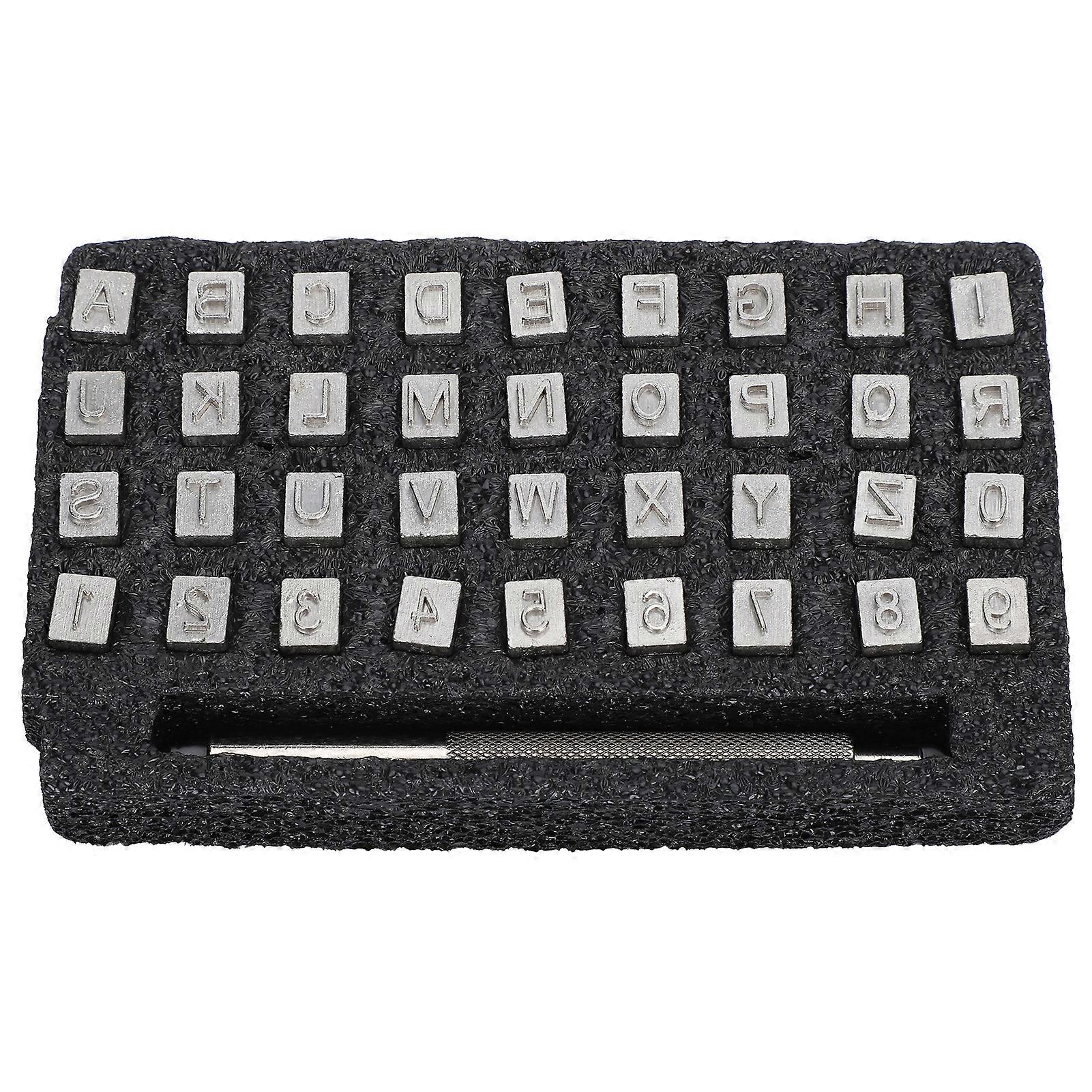 36Pcs Leather Stamp Pattern Number Alphabet Punch Carving Craft DIY Tool 1Pc Handle 6.5mm
