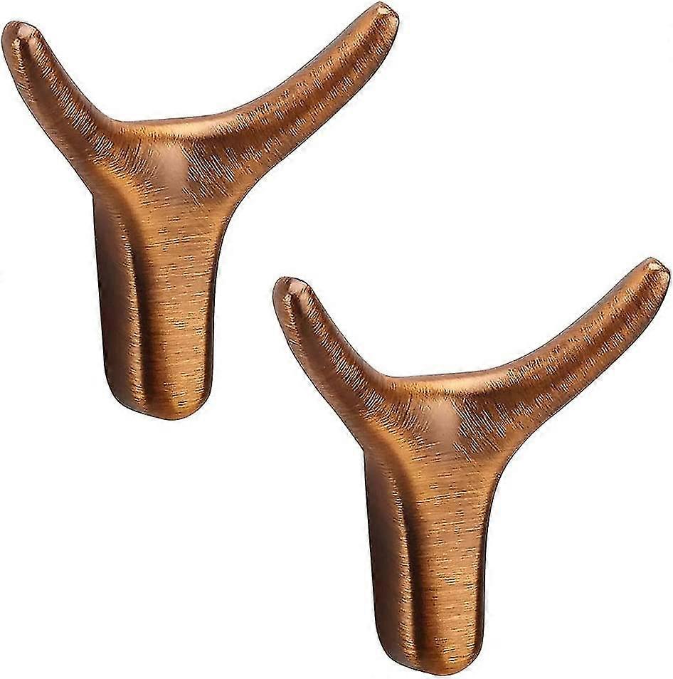 2pcs Double Hook Coat Hooks,vintage Wardrobe,metal,anti Rust Bathroom Hook With Screws,brown