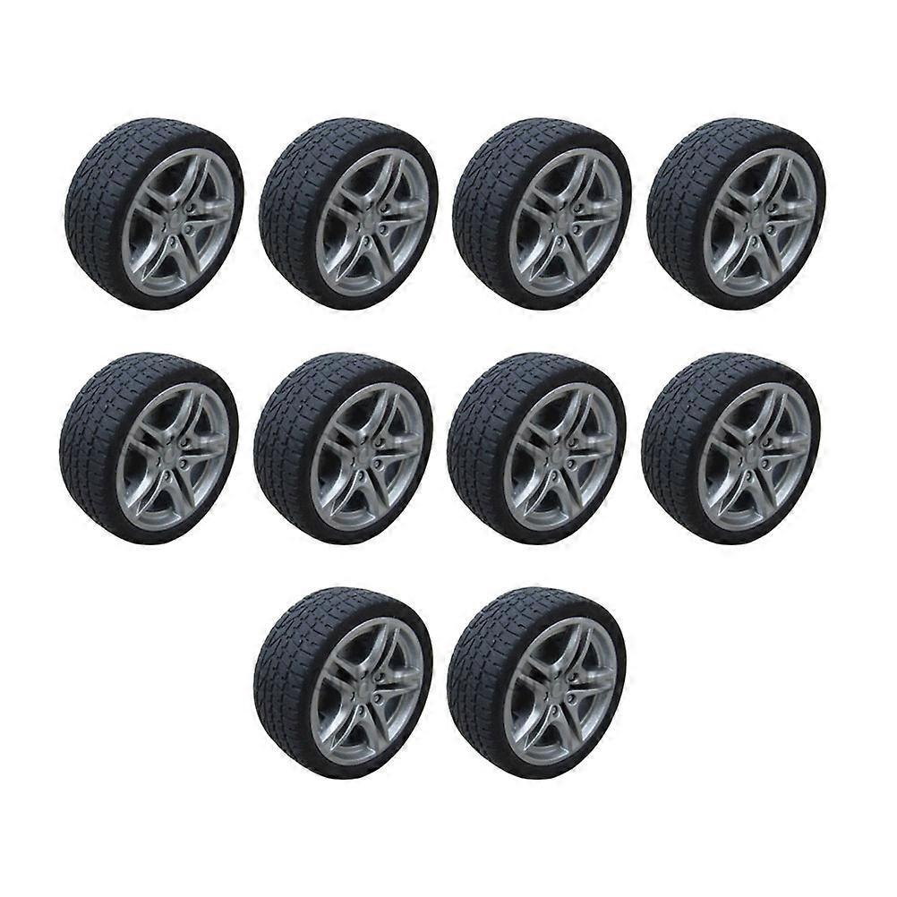 10 PC 4.8CM αξεσουάρ αυτοκινήτων παιχνιδιών διαμέτρου DIY στρογγυλές λαστιχένιες μικρές ρόδες DIY χειροποίητες προμήθειες χειροτεχνίας αυτοκινήτων για τα παιδιά στο σπίτι (1:10, μαύρο)