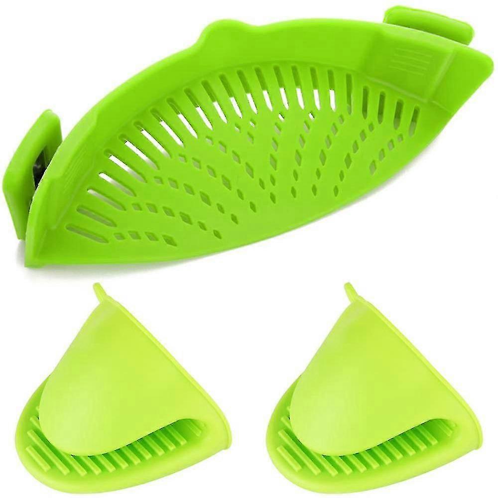 Silicone Strainer Clip Design With Another 2 Silicone Gloves - CHUNC