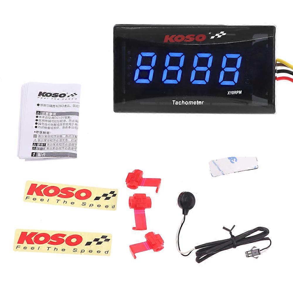 Koso Mini Tachometer RPM Meter Digital Square LCD Display Engine Tach Hour Meter Gauge for BMW YAMAHA KAWASAKI Racing Motorcycle