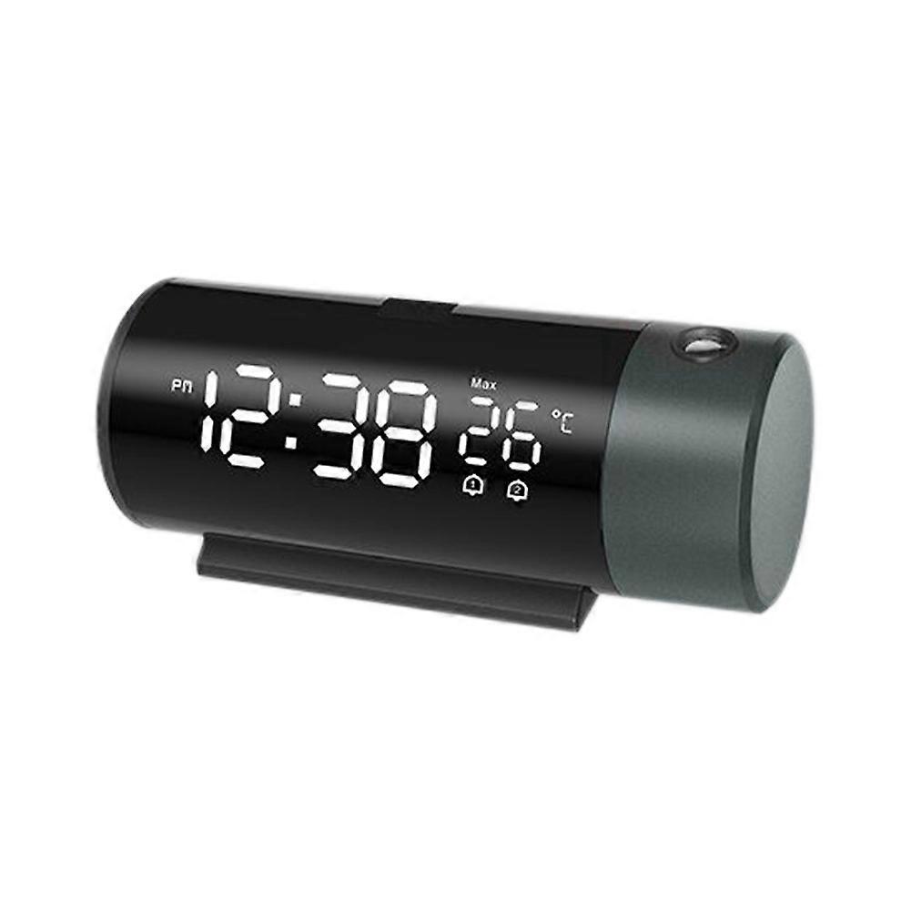 Projection Alarm Digital Clock USB Rechargeable Electronic Clock with 180 Rotating Projector 4 Level Brightness Dimmer