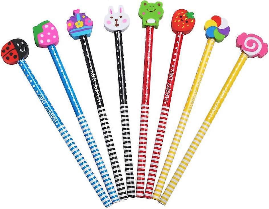 50 pcs Pencil and Rubber Set,pencils with Rubbers on the endRandom Color