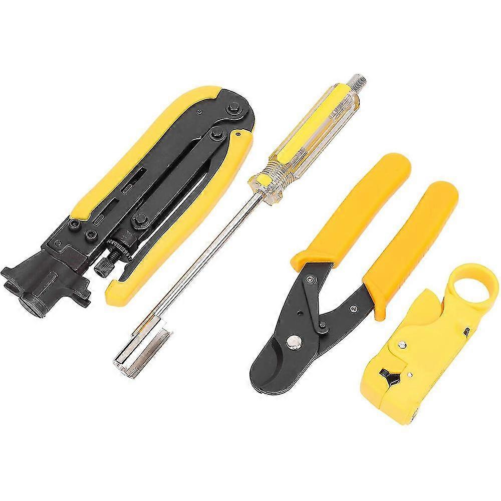 Coaxial Crimper Stripper Professional Compression Tool Kit Multifunctional Cable Pliers Compression