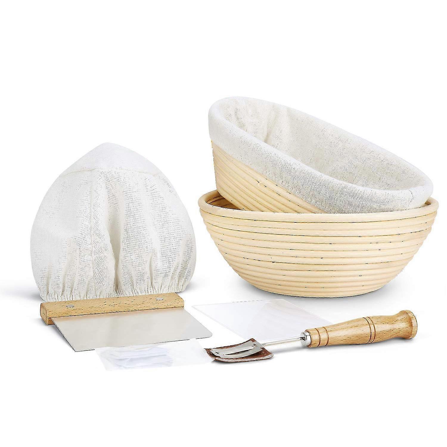 Bread Proofing Basket Set, 2 Shapes - Round & Oval, Sourdough Proofing Bowl Gift for or Professiona
